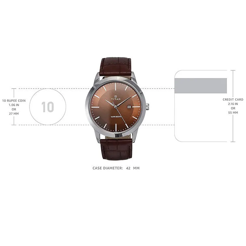 Titan Workwear Leather Strap Men's Watch- 1584SL04